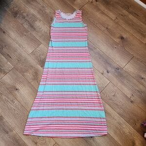 Red Camel Aqua and Pink Striped Kids Dress